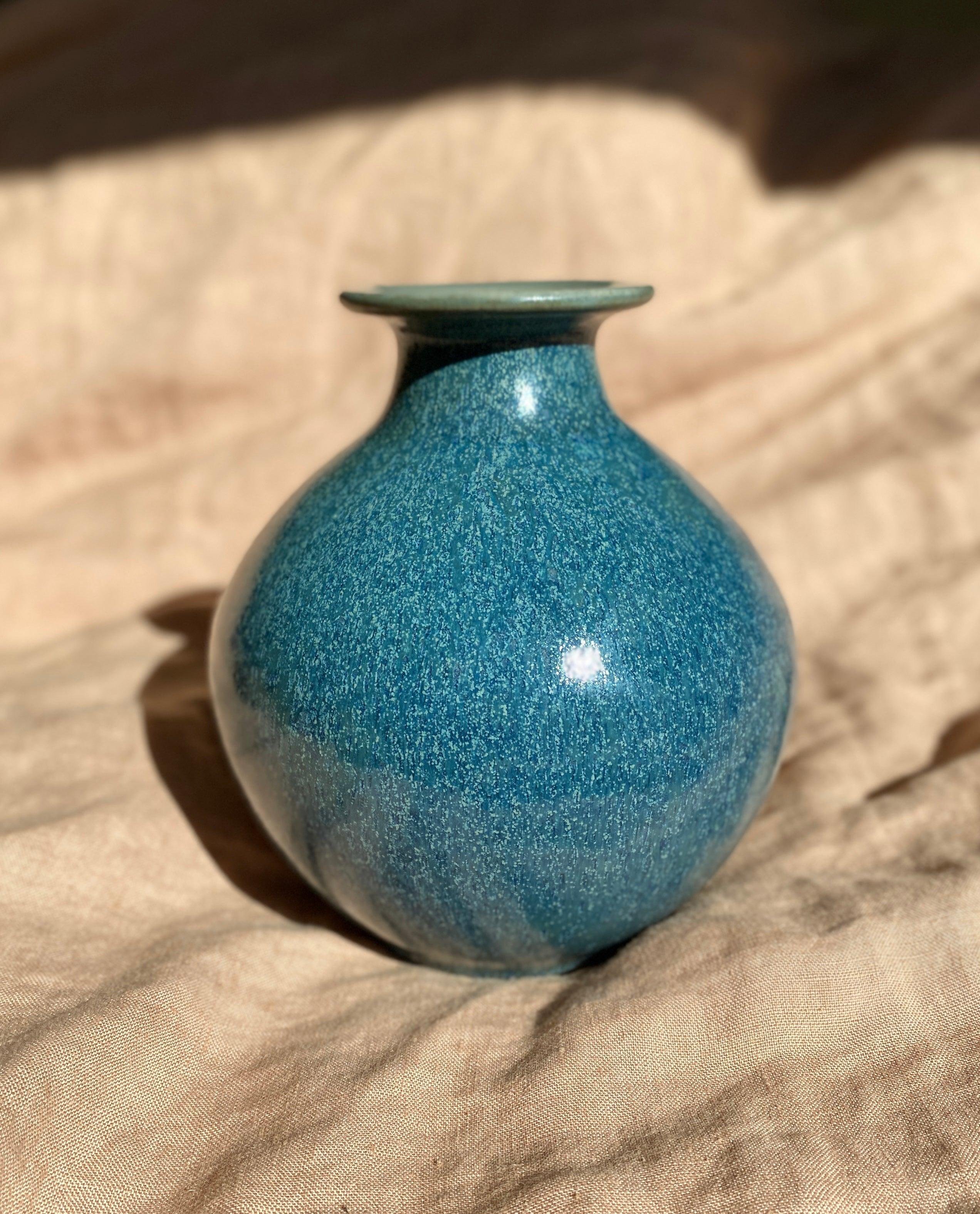 Blue and celadon medium vase - Dana Chieco Studio