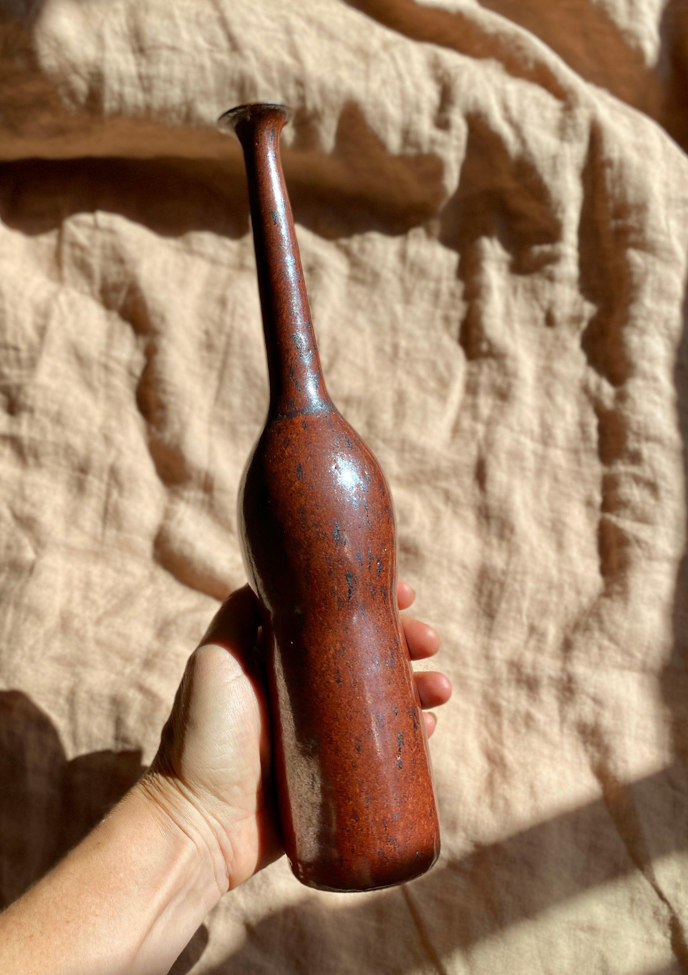 Red speckled decorative bottle No. 4 - Dana Chieco Studio