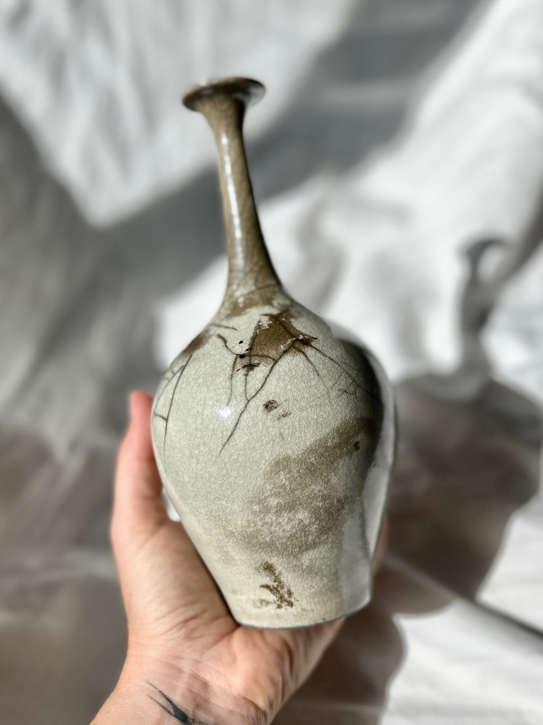 Raku white bottleneck no. 2