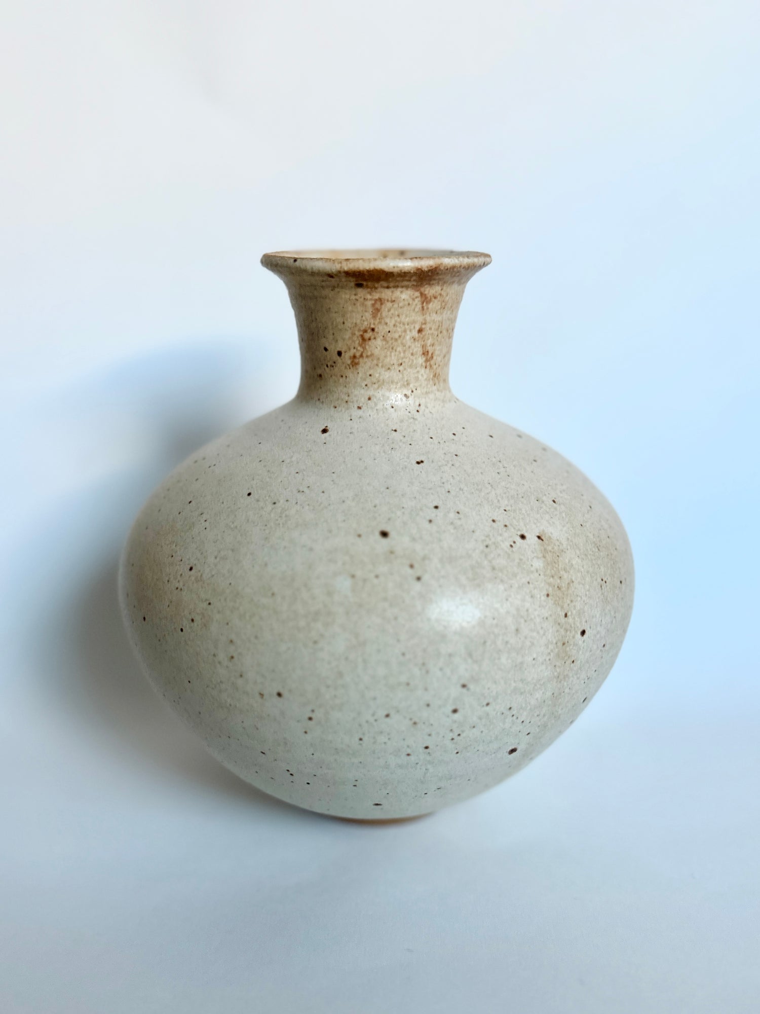 Warm satin white speckled vase no. 15