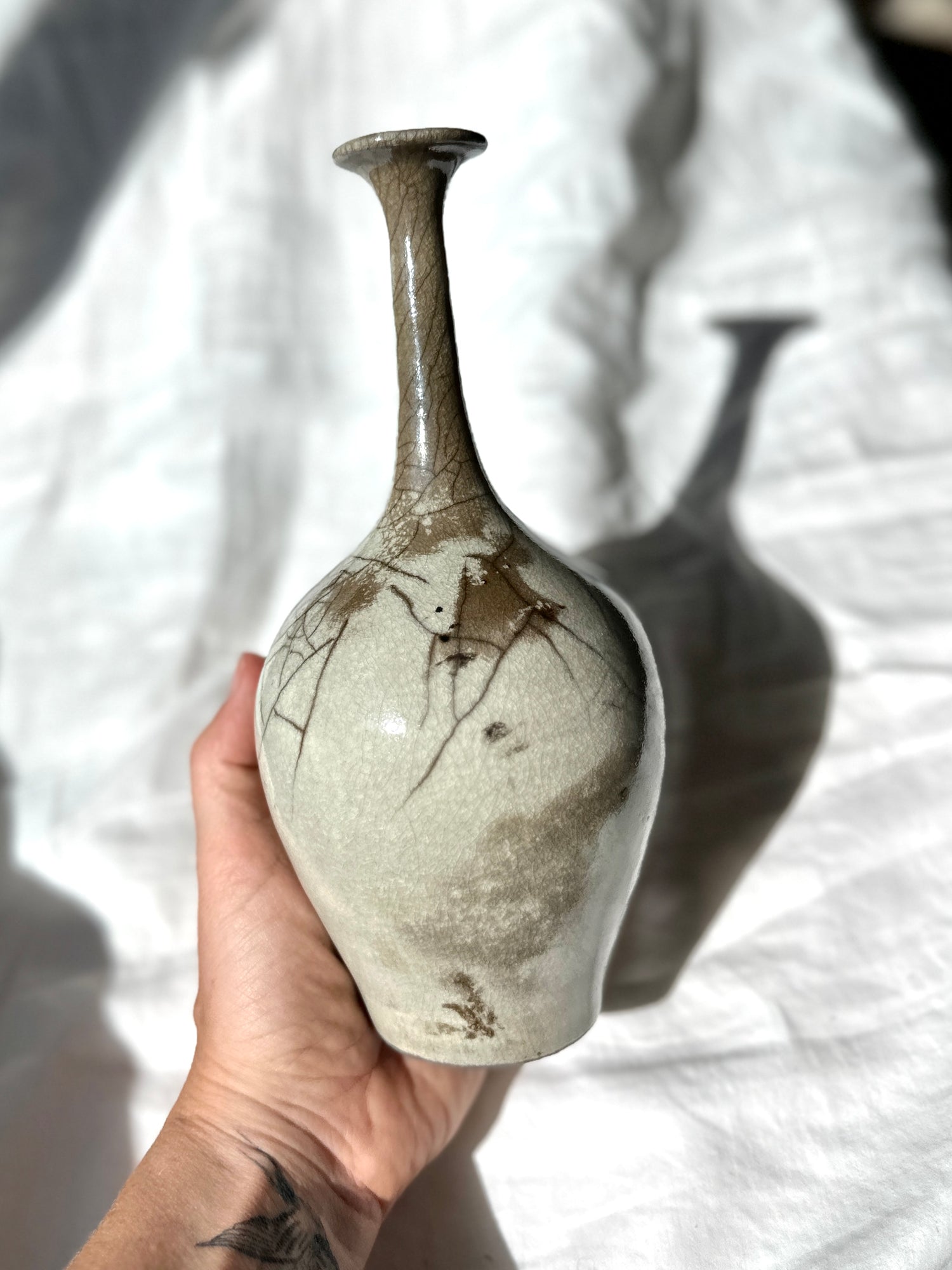 Raku white bottleneck no. 2