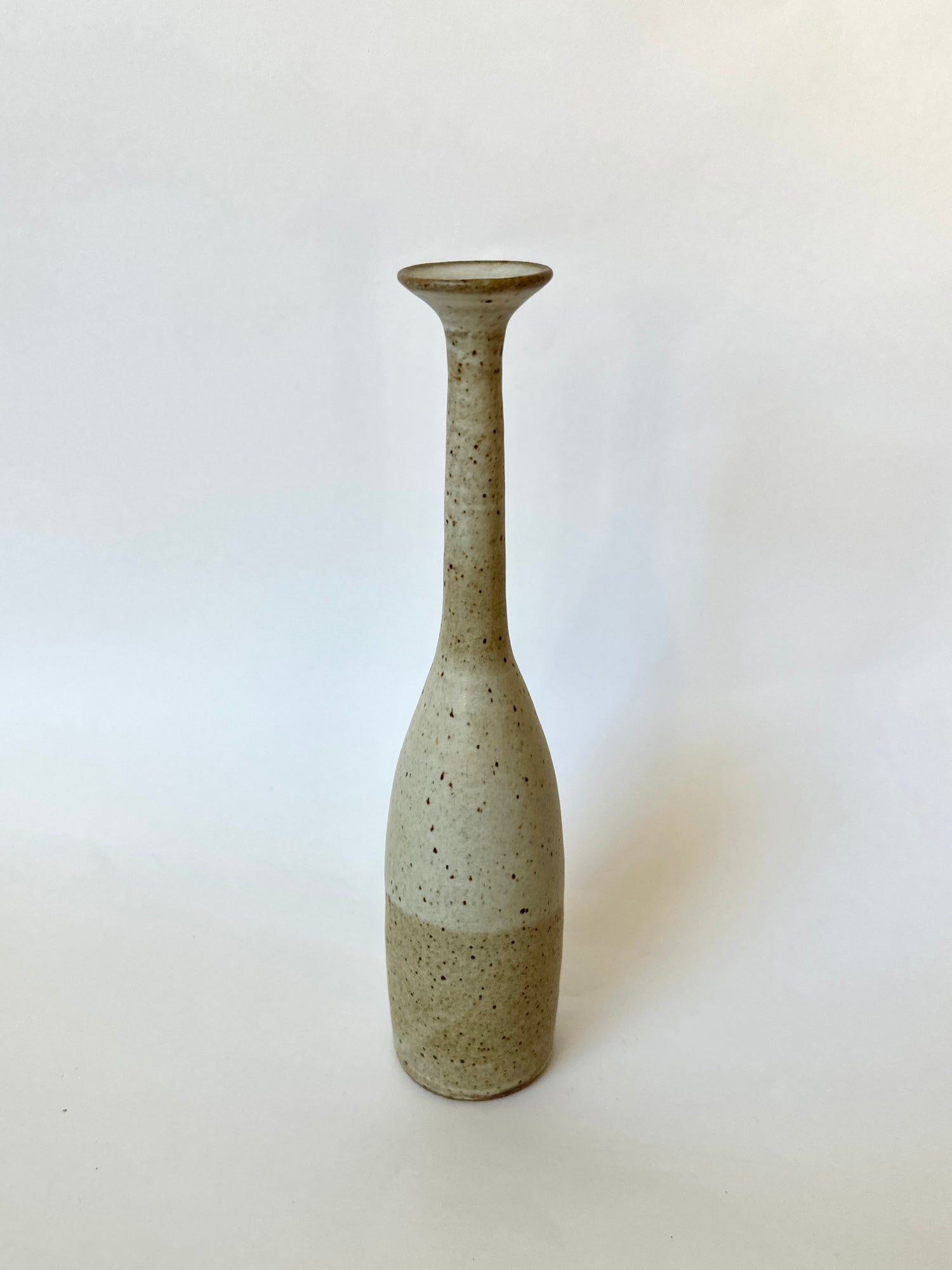 White speckled tall decorative bottle No. 7