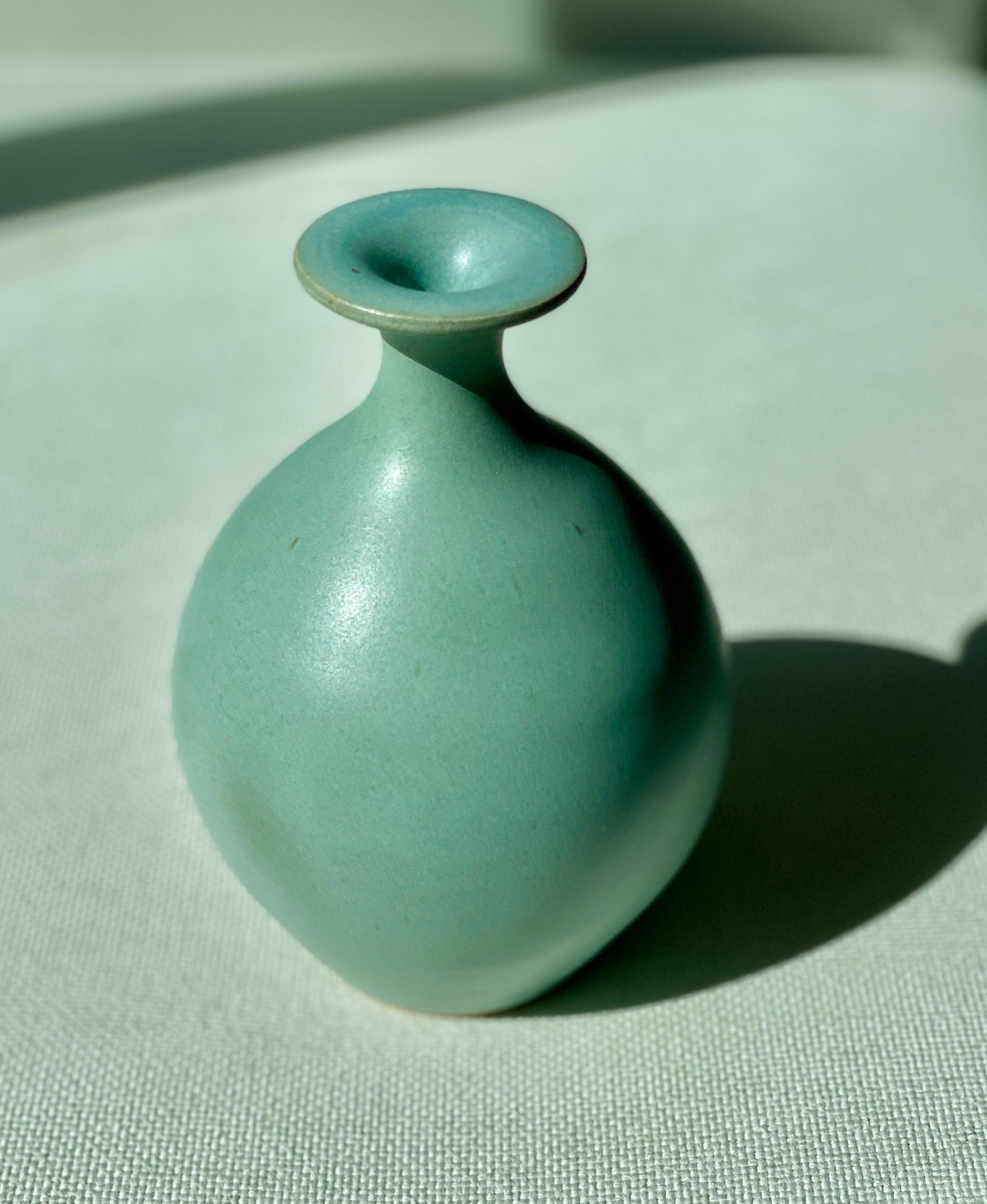 Blue flared-neck decorative bottle No. 3 - Dana Chieco Studio