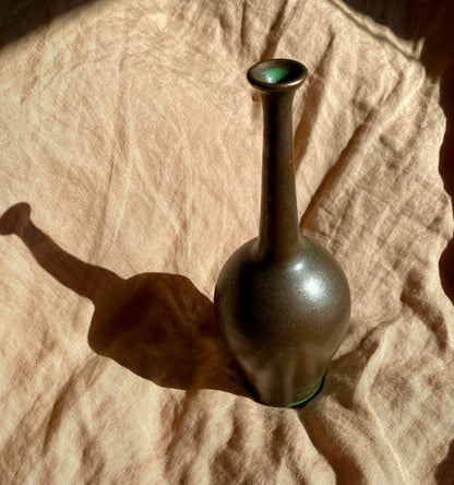 Bronze decorative bottle with green highlights - Dana Chieco Studio