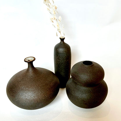 Black clay tall slim vase no. 2
