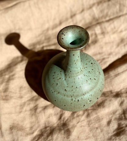 Blue speckled wide vase with bottle-neck No. 7 - Dana Chieco Studio