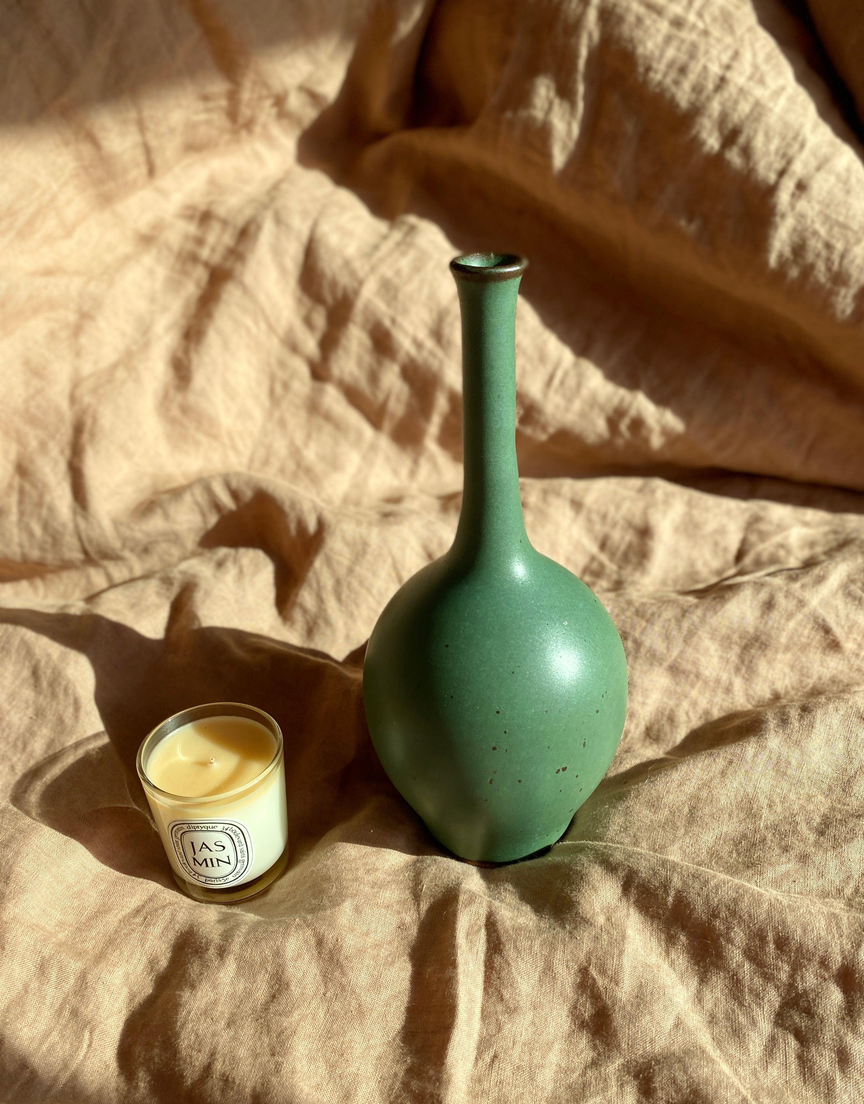 Green decorative bottle No. 13 - Dana Chieco Studio