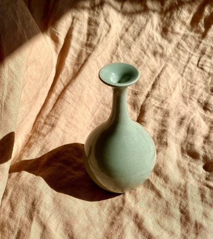 Celadon porcelain flared bottle-neck vase - Dana Chieco Studio
