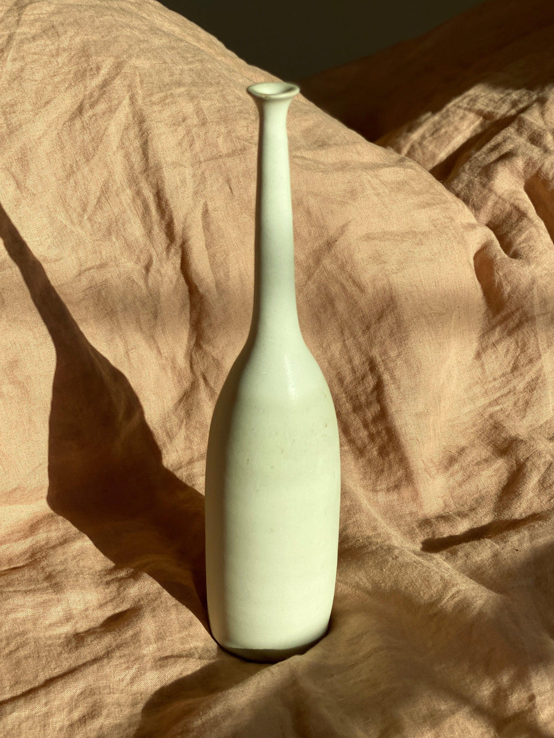 Matte white tall decorative bottle No. 4 - Dana Chieco Studio