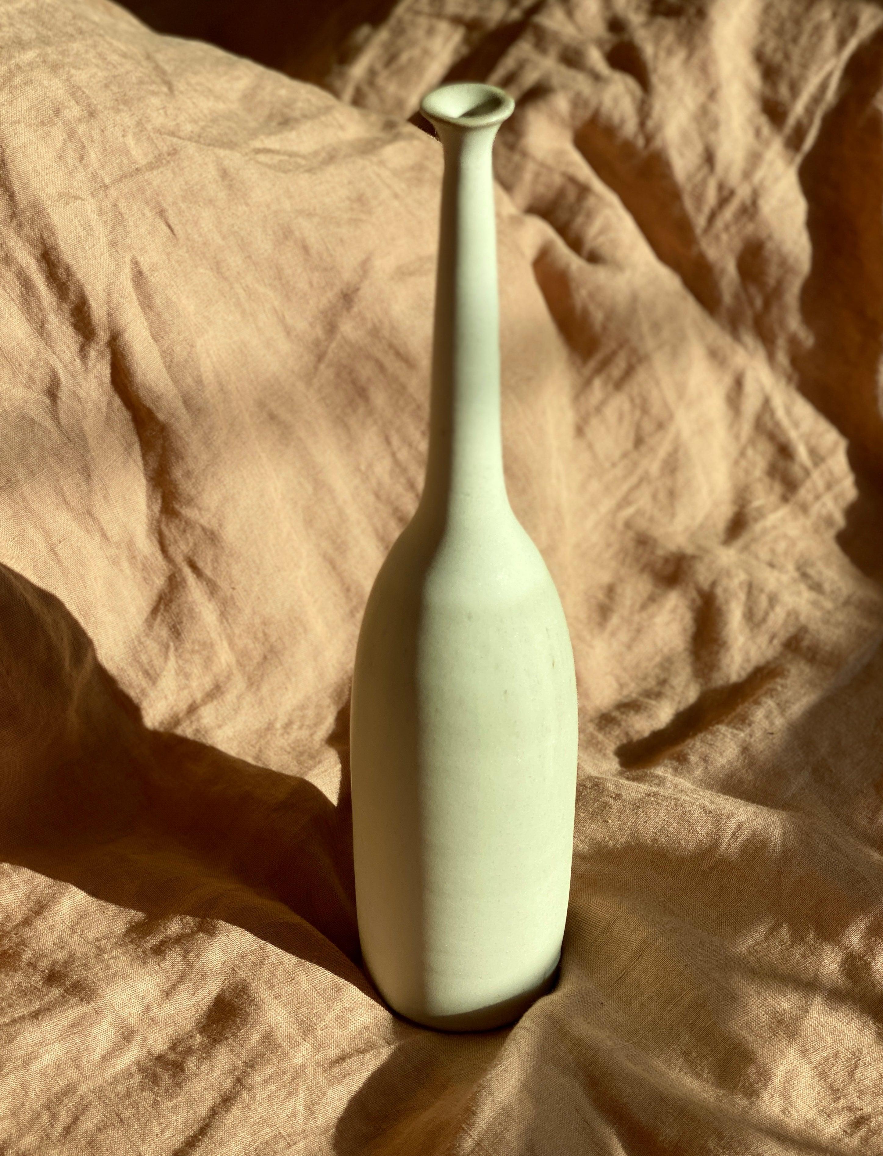 Matte white tall decorative bottle No. 4 - Dana Chieco Studio