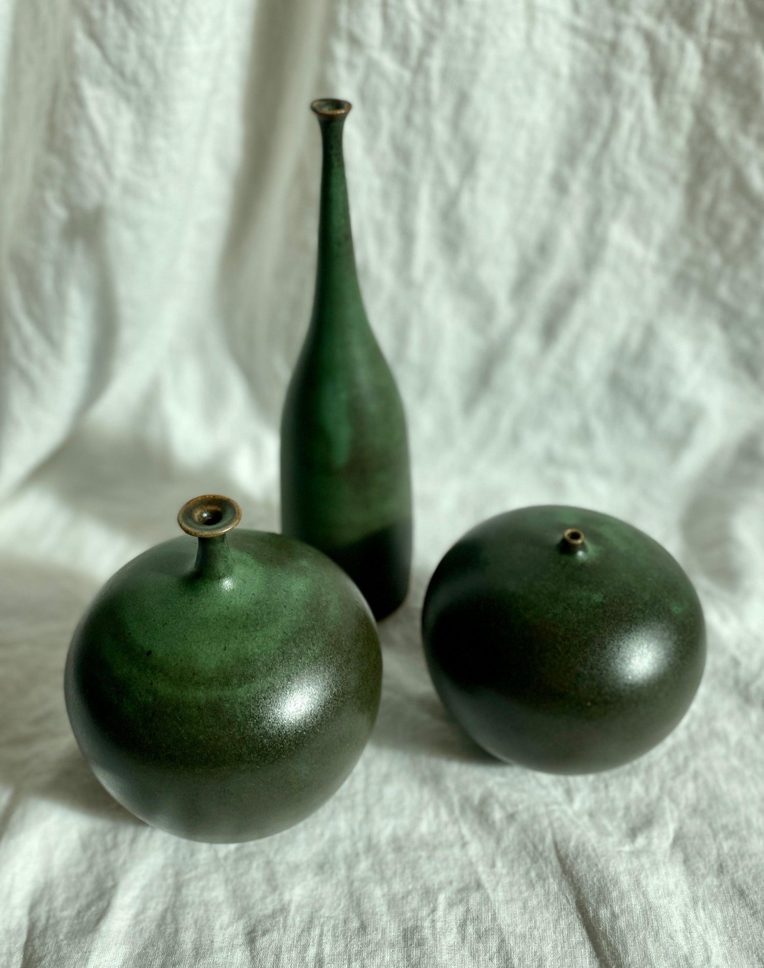 Green wide tiny neck vessel no. 24 - Dana Chieco Studio