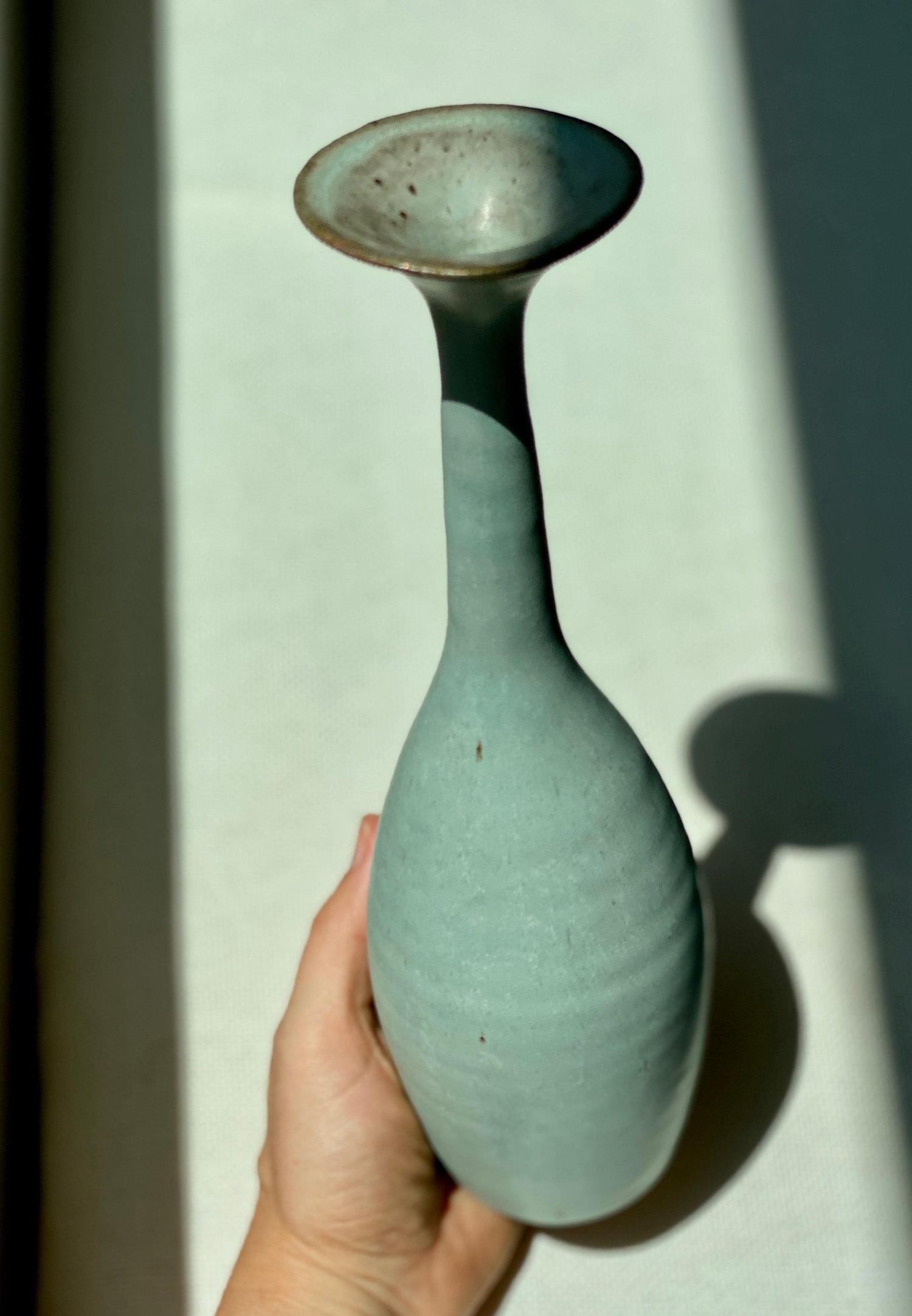 Blue flared-neck tall decorative bottle No. 2 - Dana Chieco Studio