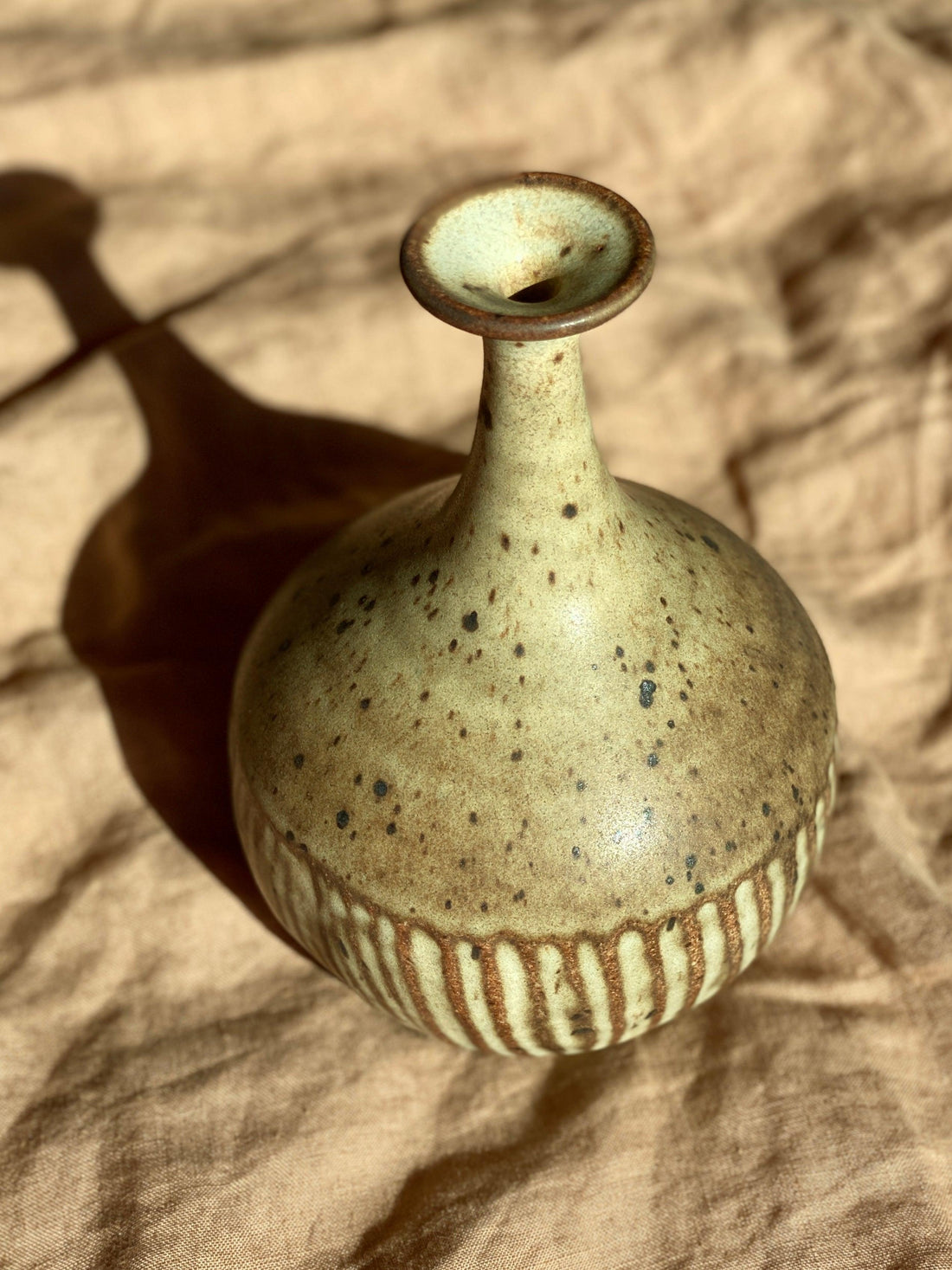 Matte white carved decorative bottle No. 1 - Dana Chieco Studio