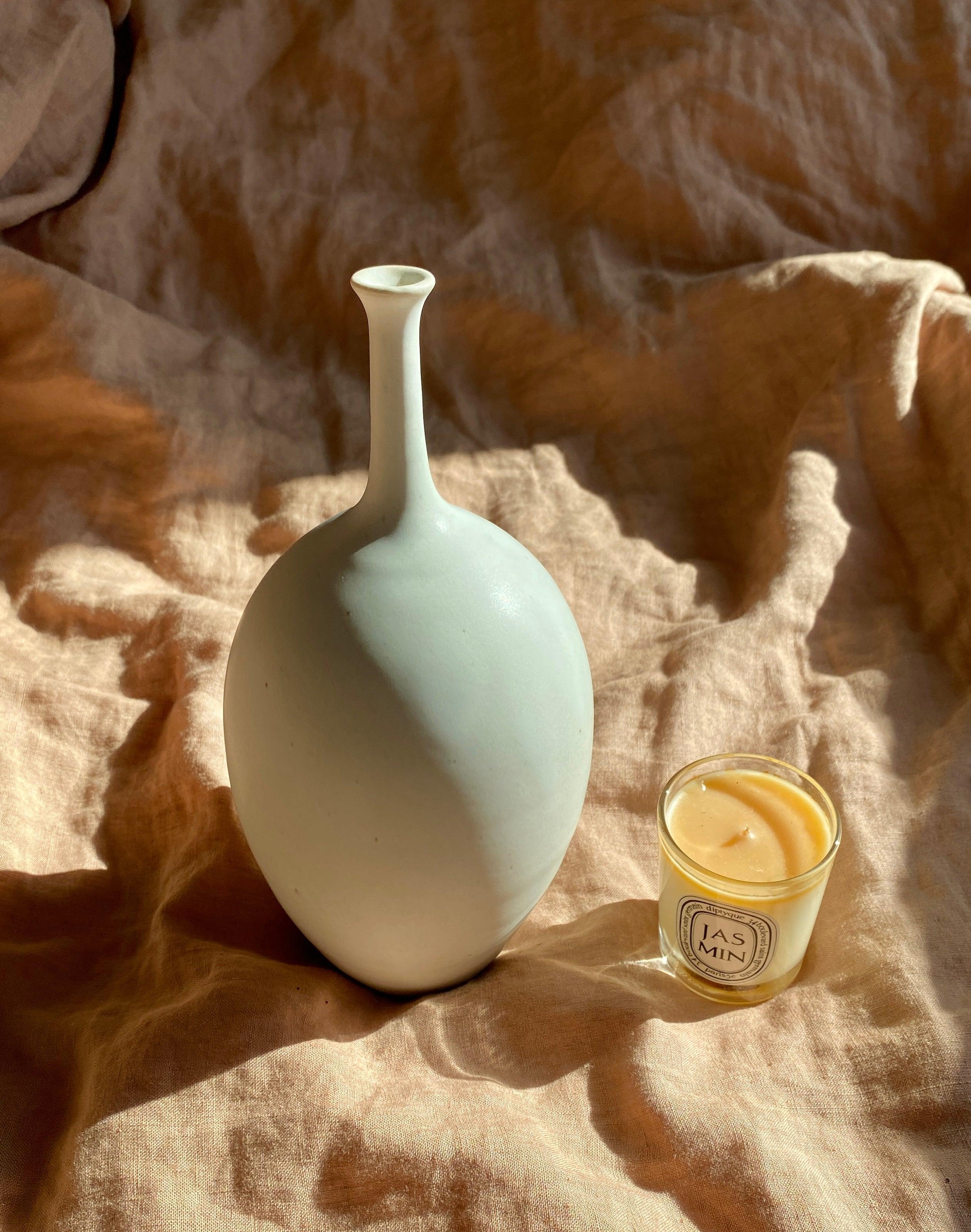Matte white bottle-neck decorative vase No. 15 - Dana Chieco Studio