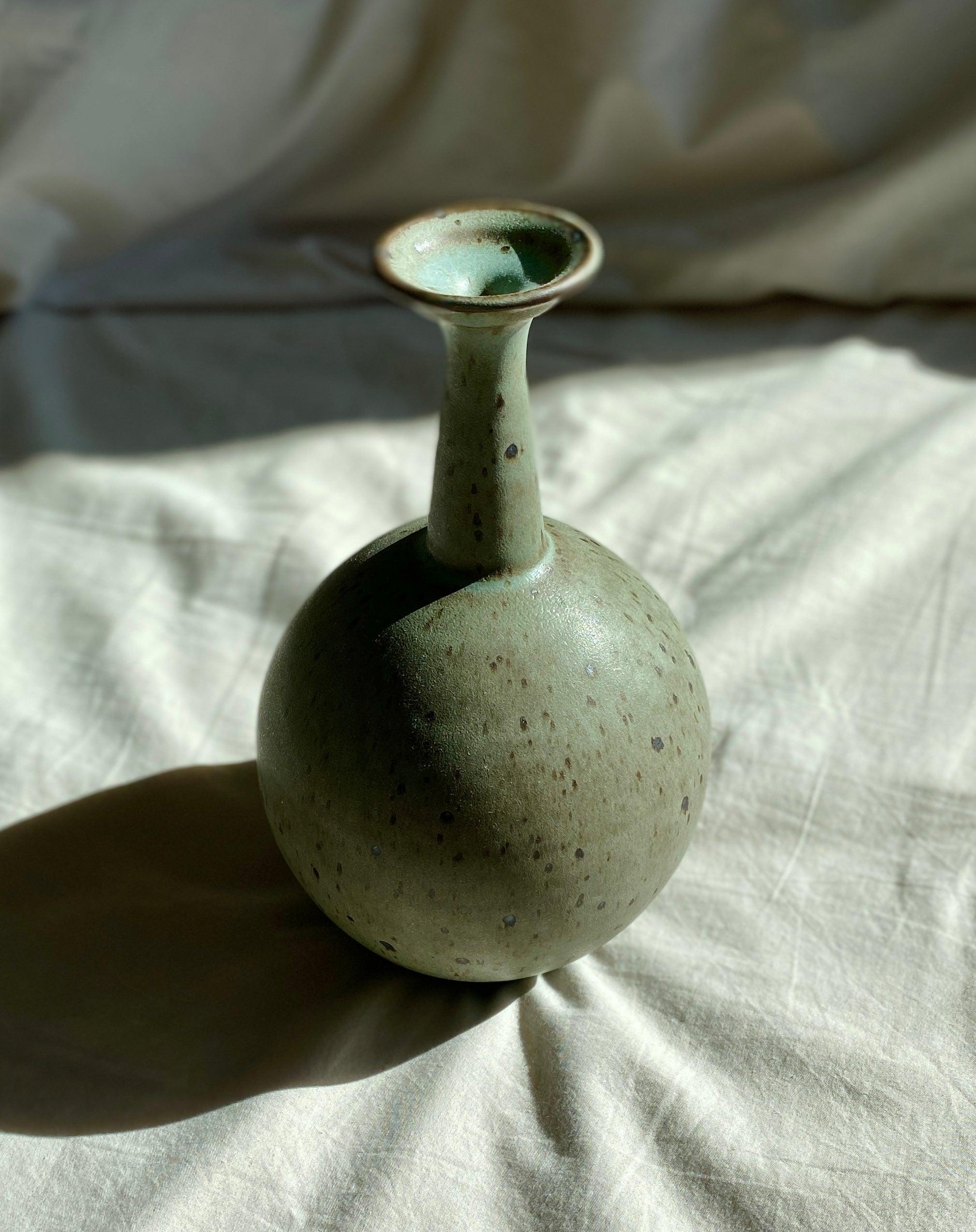 Blue speckled bottle-neck vase No. 9 - Dana Chieco Studio