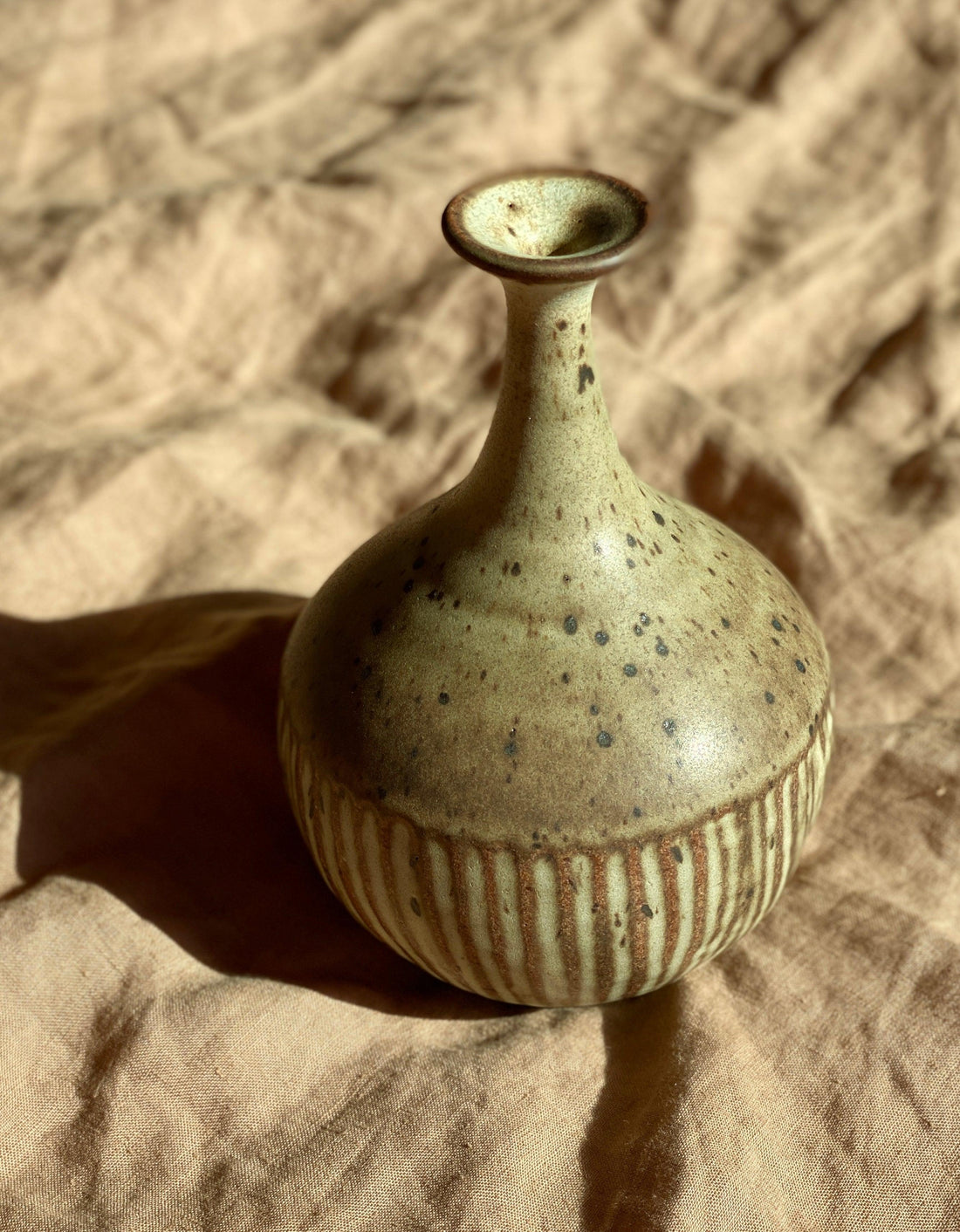 Matte white carved decorative bottle No. 1 - Dana Chieco Studio