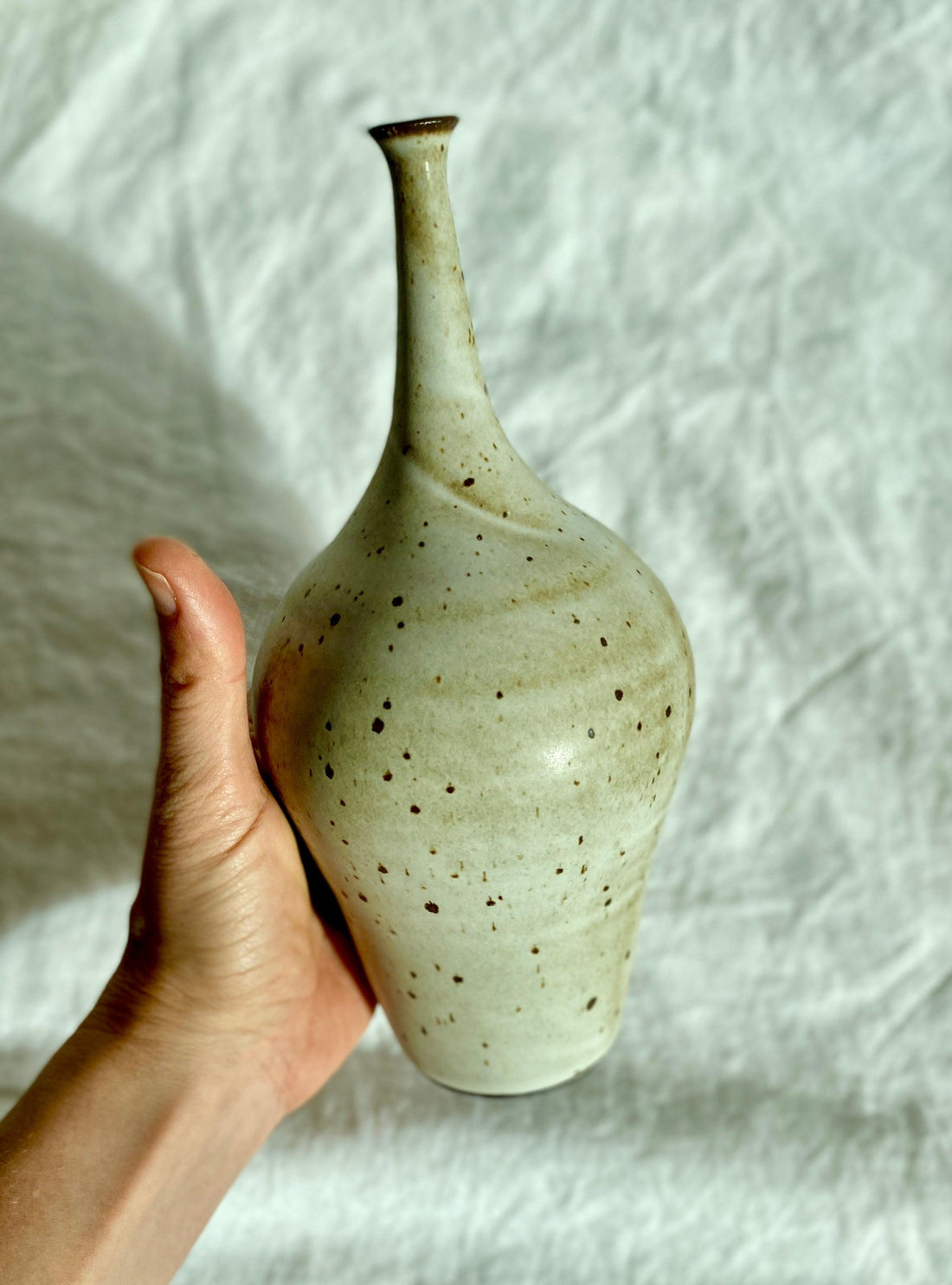 Matte white speckled bottleneck no. 17 - Dana Chieco Studio