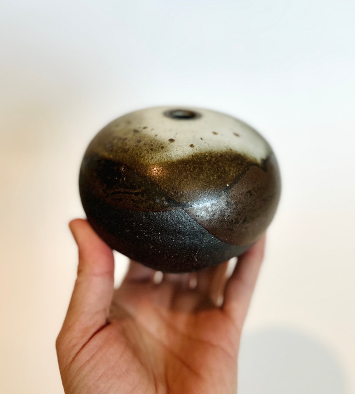 Black clay poured glaze orb