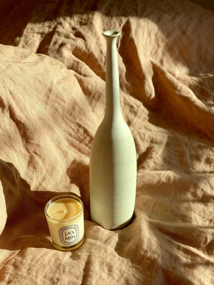 Matte white tall decorative bottle No. 4 - Dana Chieco Studio
