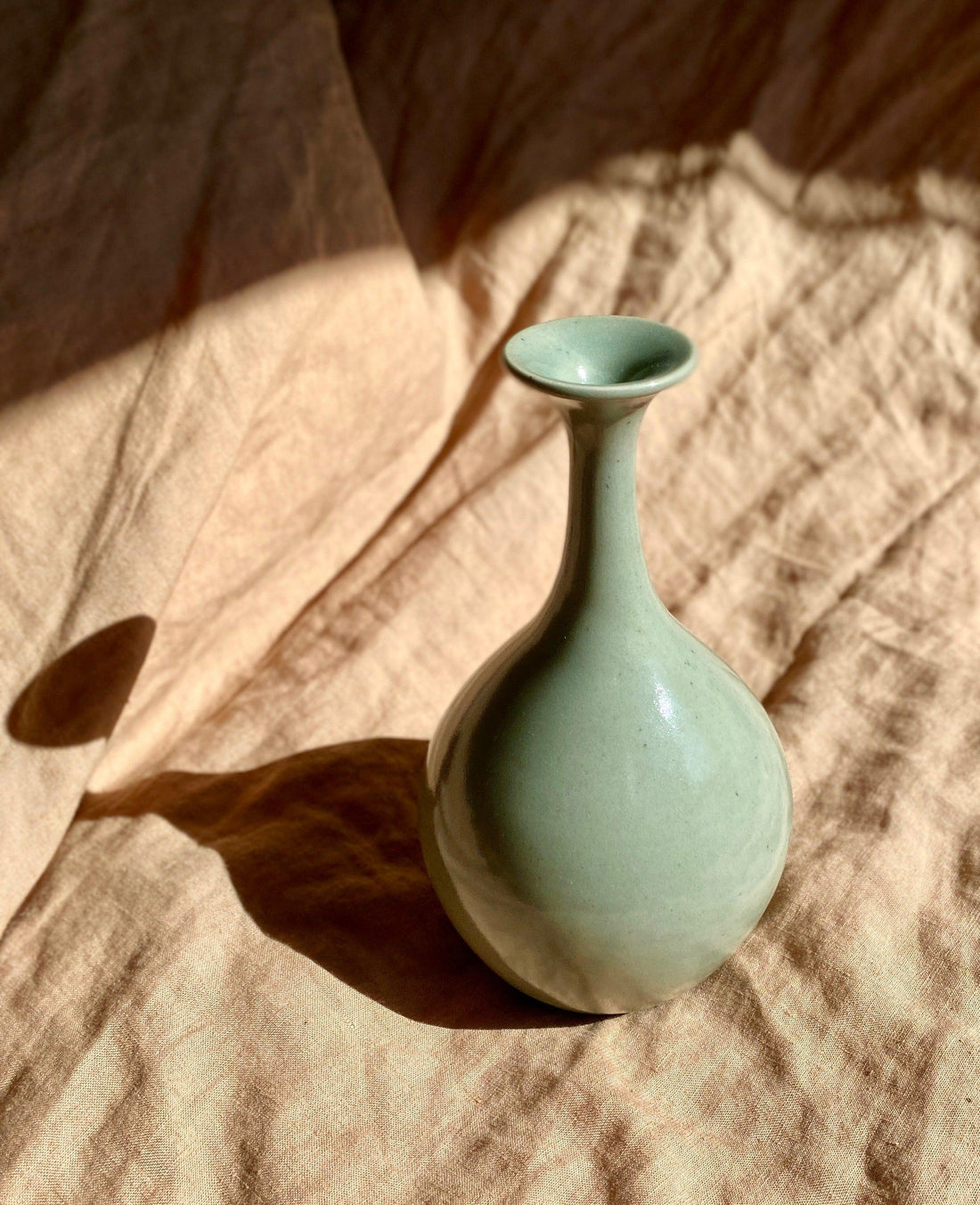 Celadon porcelain flared bottle-neck vase - Dana Chieco Studio