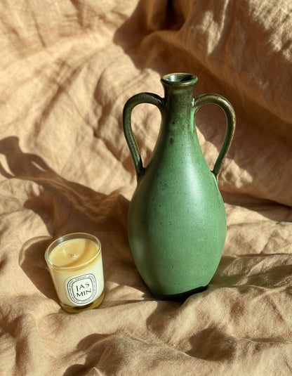 Green decorative bottle with handles No. 15 - Dana Chieco Studio