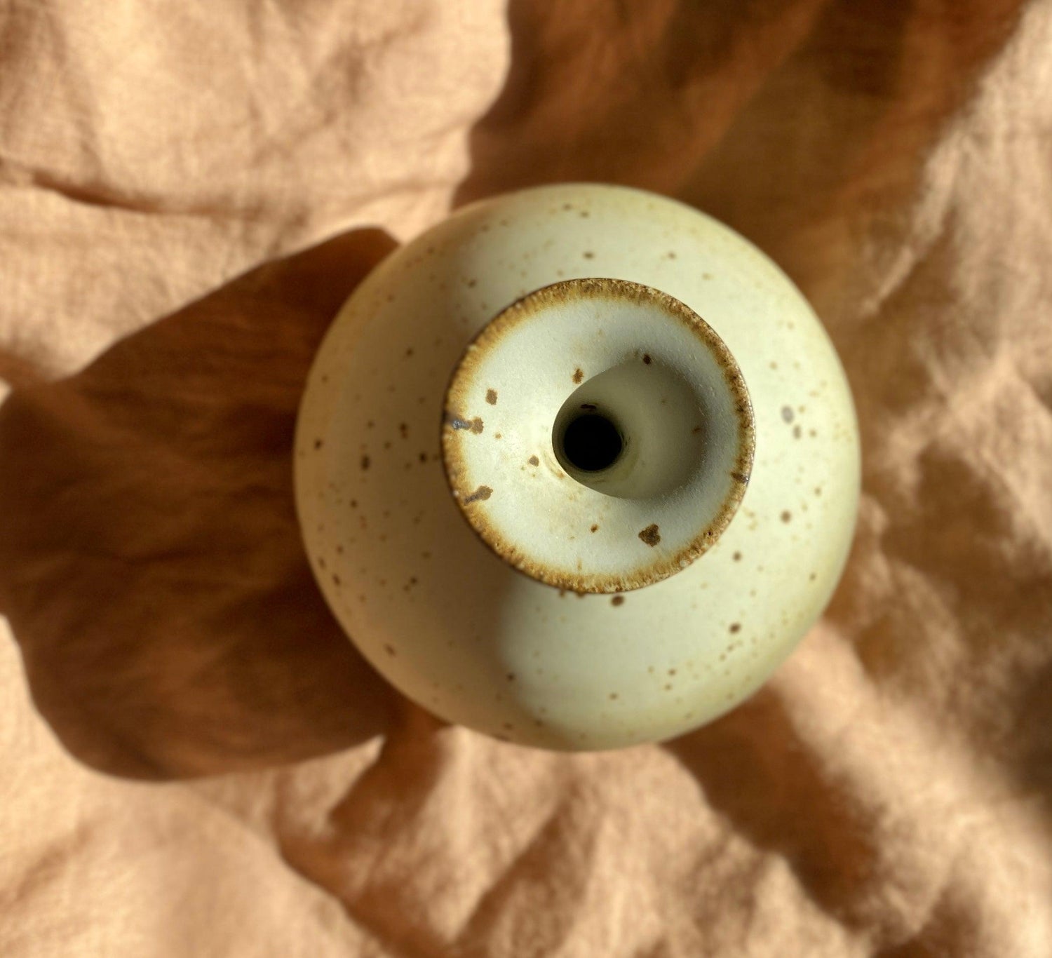 Matte white speckled bottle-neck vase No. 14 - Dana Chieco Studio