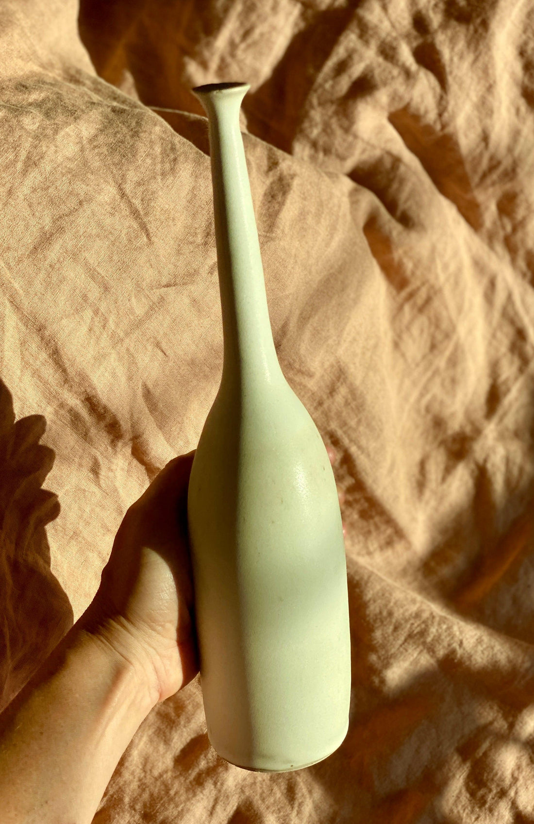 Matte white tall decorative bottle No. 4 - Dana Chieco Studio