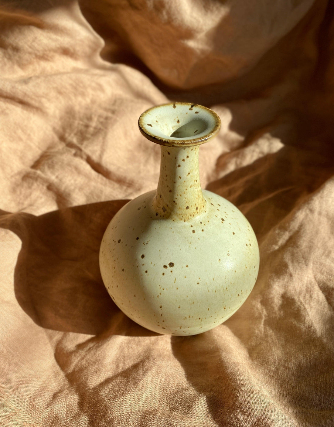 Matte white speckled bottle-neck vase No. 14 - Dana Chieco Studio