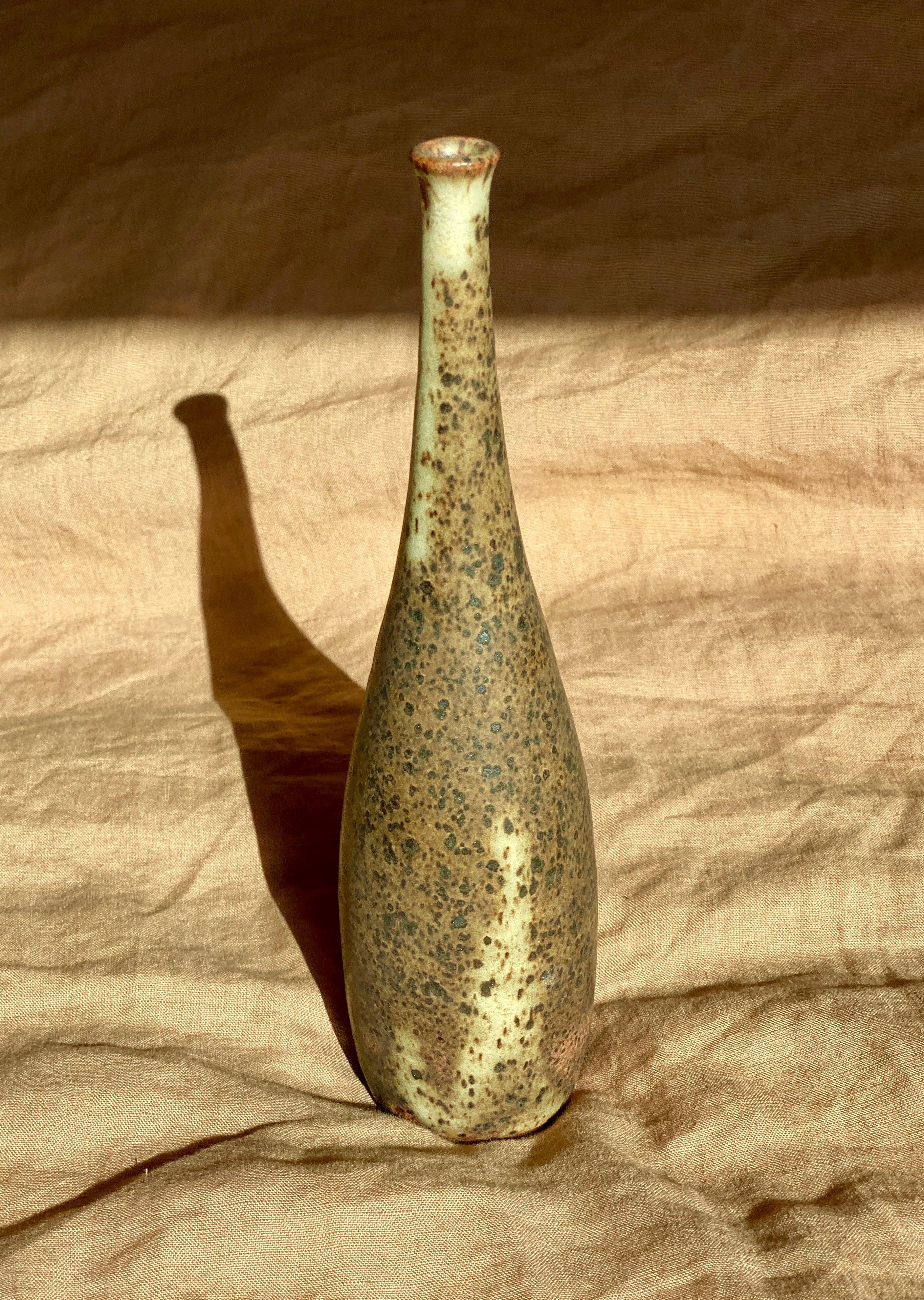 Matte white speckled decorative bottle No. 9 - Dana Chieco Studio