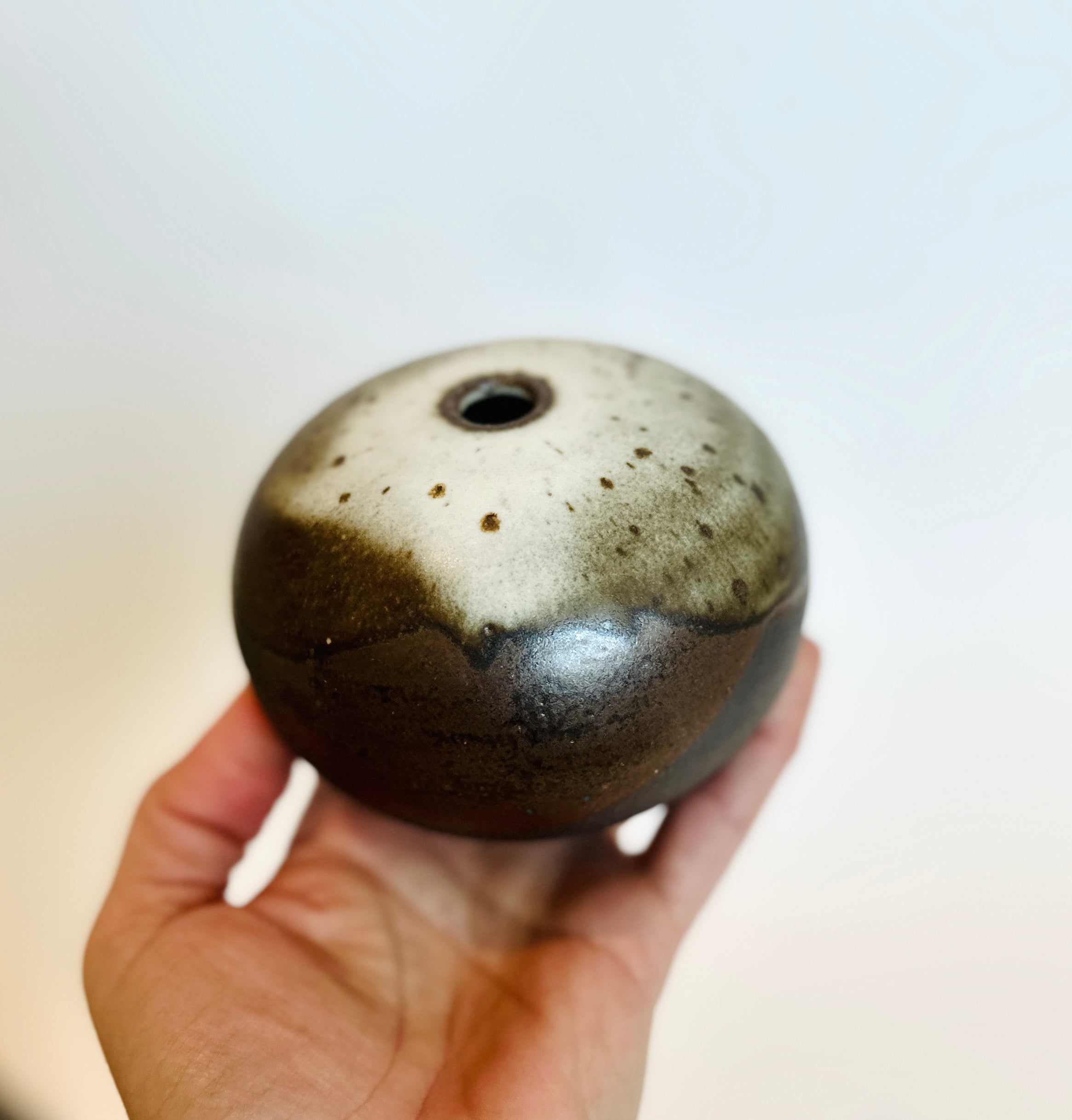 Black clay poured glaze orb