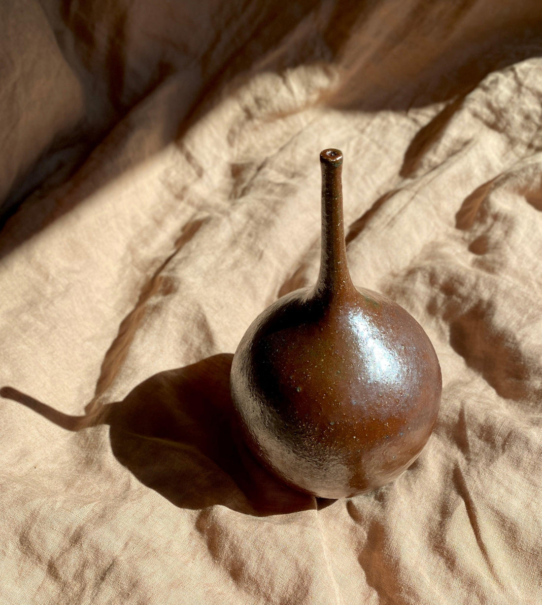 Celadon skinny neck vase made with red clay - Dana Chieco Studio