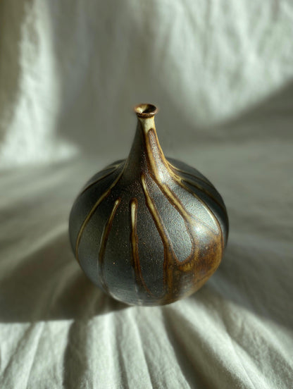 Poured glaze on black clay no. 2 - Dana Chieco Studio