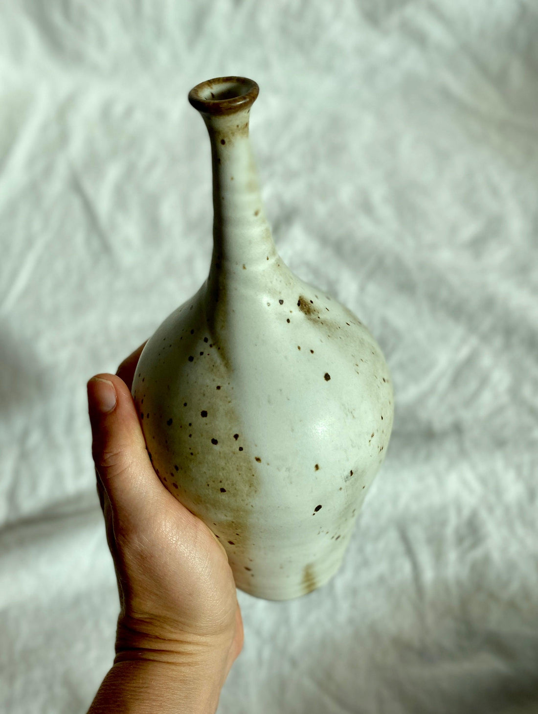 Matte white speckled bottleneck no. 18 - Dana Chieco Studio